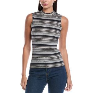 Theory Womens  Stripe Silk Sweater, Blue